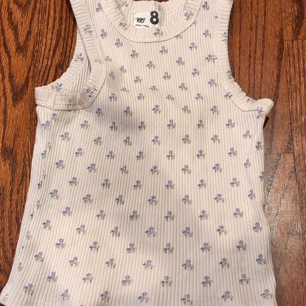 Cotton On Kids Tank Top - Cream with Purple Floral